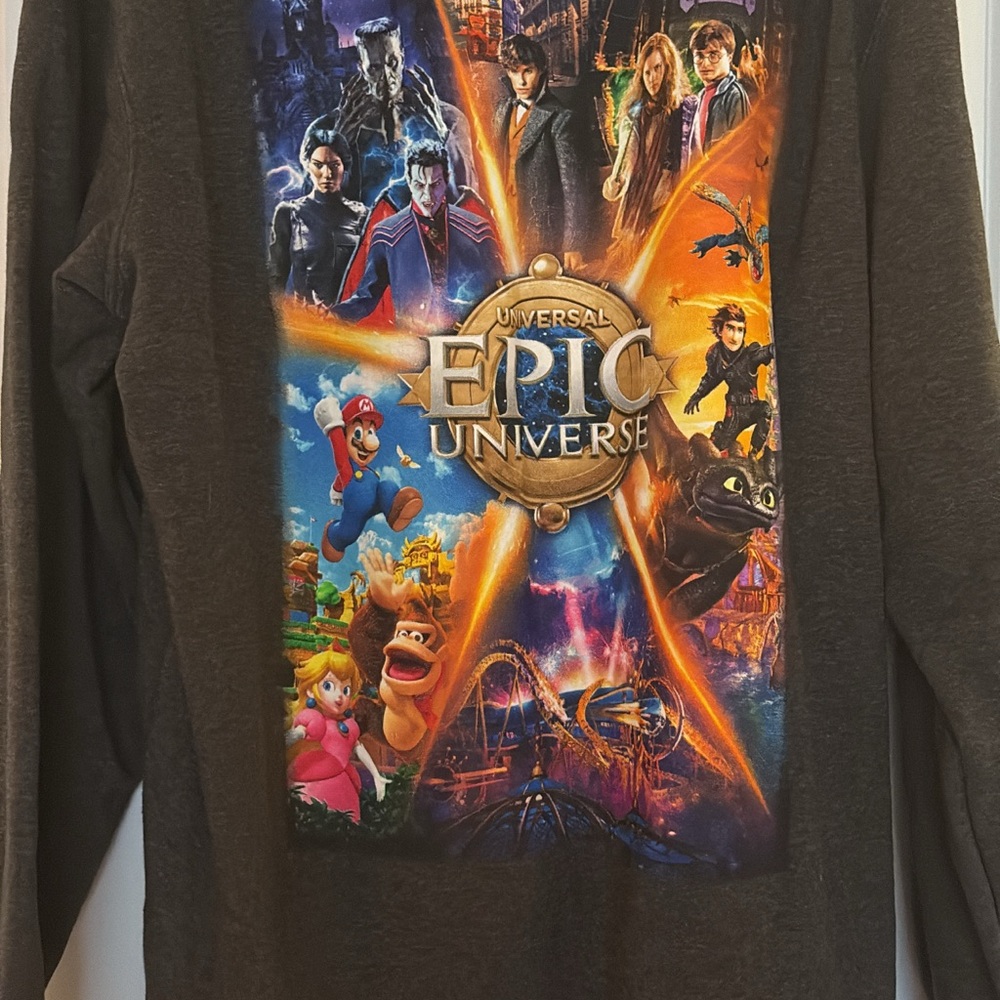 Epic Universe Men's Dark Brown Crewneck Sweater